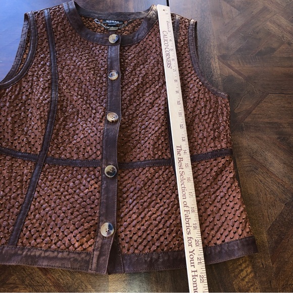 Worth Brown Leather Sleeveless Jacket Vest New Size 10 - Picture 12 of 13